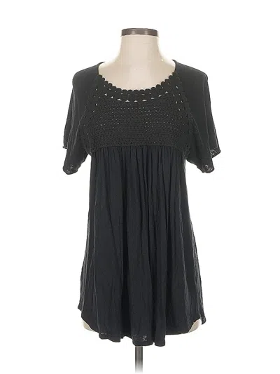 Pre-owned Ann Taylor Loft Short Sleeve Top Black Scoop Neck Tops