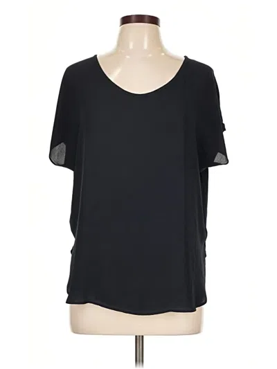 Pre-owned Ann Taylor Loft Short Sleeve Top Black Scoop Neck Tops