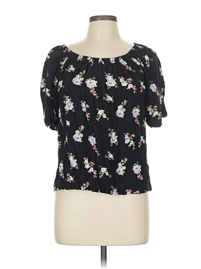 Pre-owned Ann Taylor Loft Short Sleeve Top Black Sweetheart Neckline Tops