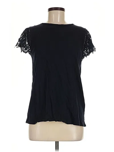 Pre-owned Ann Taylor Loft Short Sleeve Top Black Sweetheart Neckline Tops