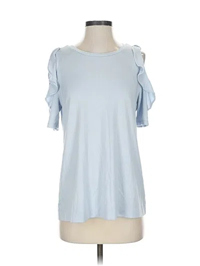 Pre-owned Ann Taylor Loft Short Sleeve Top Blue Cold Shoulder Neckline Tops