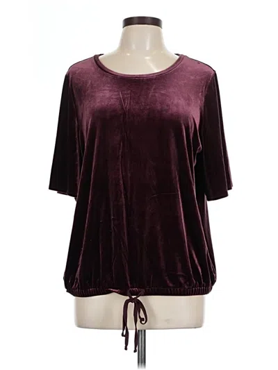 Pre-owned Ann Taylor Loft Short Sleeve Top Burgundy Boatneck Tops