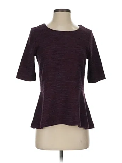 Ann Taylor Loft Short Sleeve Top Burgundy Crew Neck Tops In Purple
