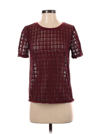 Pre-owned Ann Taylor Loft Short Sleeve Top Burgundy Square Neckline Tops