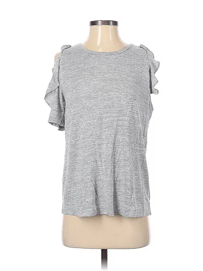 Pre-owned Ann Taylor Loft Short Sleeve Top Gray Cold Shoulder Neckline Tops