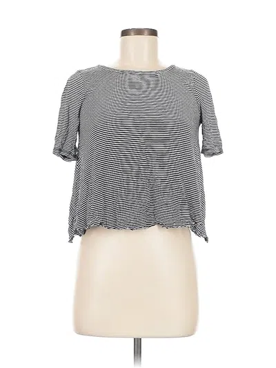 Pre-owned Ann Taylor Loft Short Sleeve Top Gray Cold Shoulder Neckline Tops