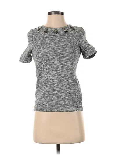 Pre-owned Ann Taylor Loft Short Sleeve Top Gray Keyhole Neckline Tops