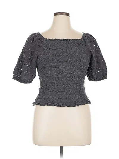 Pre-owned Ann Taylor Loft Short Sleeve Top Gray Sweetheart Neckline Tops