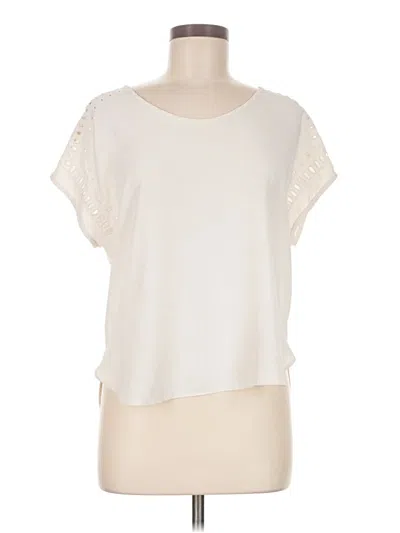 Pre-owned Ann Taylor Loft Short Sleeve Top Ivory Boatneck Tops In White