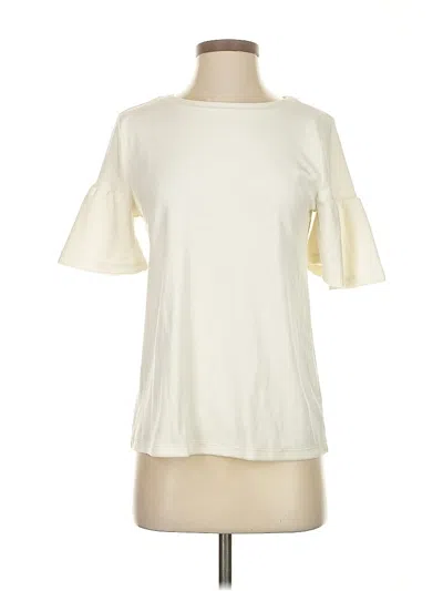 Pre-owned Ann Taylor Loft Short Sleeve Top Ivory Crew Neck Tops In White