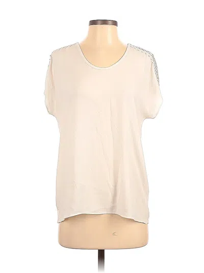 Pre-owned Ann Taylor Loft Short Sleeve Top Ivory Scoop Neck Tops In White