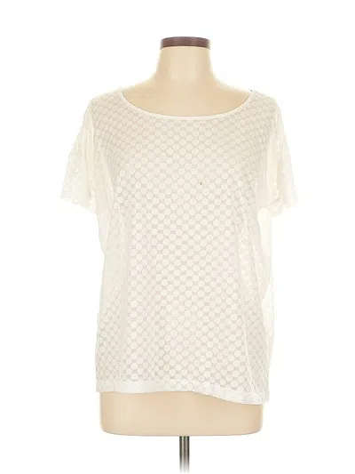 Pre-owned Ann Taylor Loft Short Sleeve Top Ivory Square Neckline Tops In White