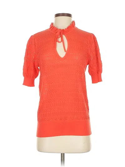 Pre-owned Ann Taylor Loft Short Sleeve Top Orange Keyhole Neckline Tops