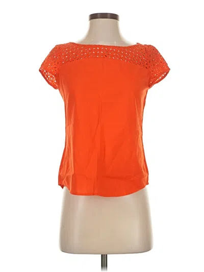 Ann Taylor Loft Short Sleeve Top Orange Scoop Neck Tops