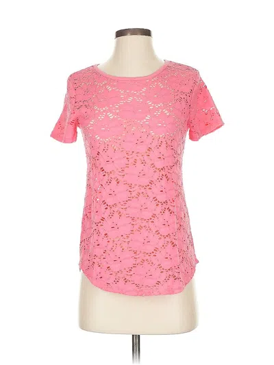 Pre-owned Ann Taylor Loft Short Sleeve Top Pink Sweetheart Neckline Tops