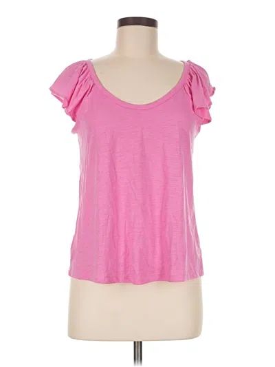 Ann Taylor Loft Short Sleeve Top Pink Sweetheart Neckline Tops