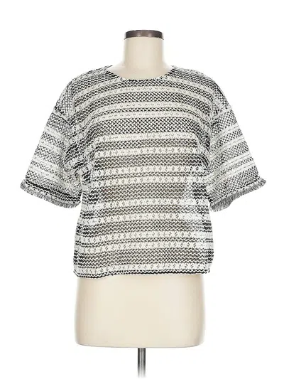 Pre-owned Ann Taylor Loft Short Sleeve Top Silver Crew Neck Tops