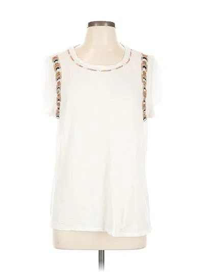 Pre-owned Ann Taylor Loft Short Sleeve Top White Cold Shoulder Neckline Tops