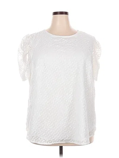 Ann Taylor Loft Short Sleeve Top White Crew Neck Tops