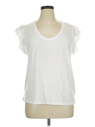 Ann Taylor Loft Short Sleeve Top White Scoop Neck Tops
