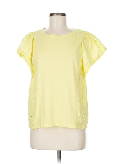 Pre-owned Ann Taylor Loft Short Sleeve Top Yellow Crew Neck Tops