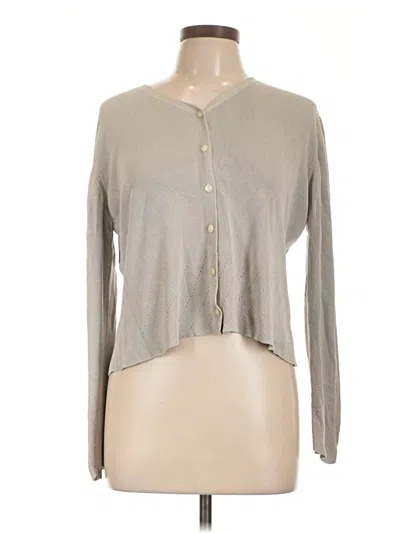 Pre-owned Ann Taylor Loft Silk Cardigan Sweater In Gray