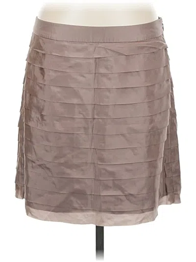Pre-owned Ann Taylor Loft Silk Skirt In Tan