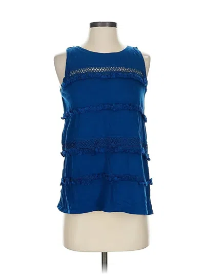 Pre-owned Ann Taylor Loft Sleeveless Blouse In Blue