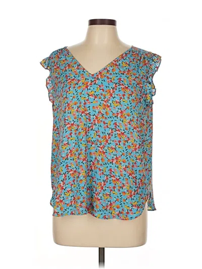 Pre-owned Ann Taylor Loft Sleeveless Blouse In Blue