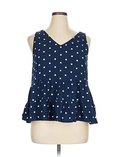 Pre-owned Ann Taylor Loft Sleeveless Blouse In Blue