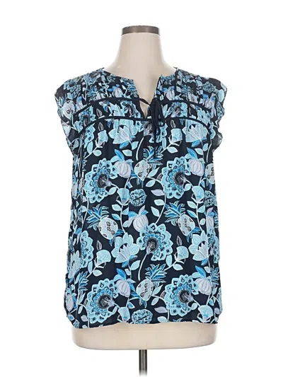 Pre-owned Ann Taylor Loft Sleeveless Blouse In Blue