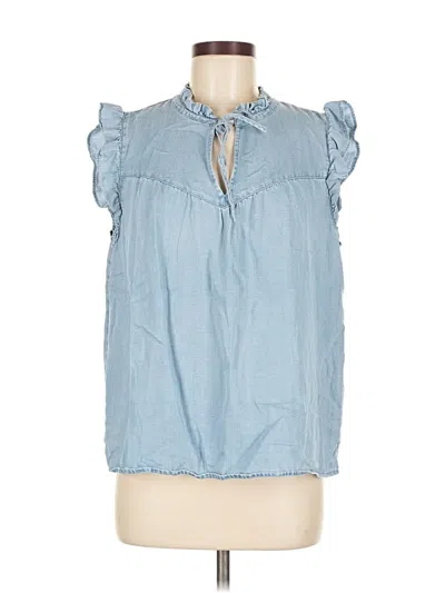 Pre-owned Ann Taylor Loft Sleeveless Blouse In Blue