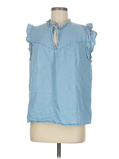 Pre-owned Ann Taylor Loft Sleeveless Blouse In Blue