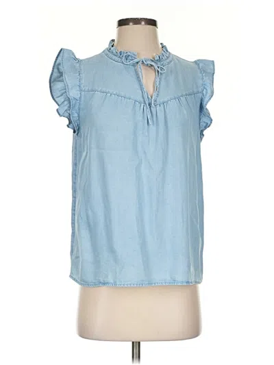 Pre-owned Ann Taylor Loft Sleeveless Blouse In Blue