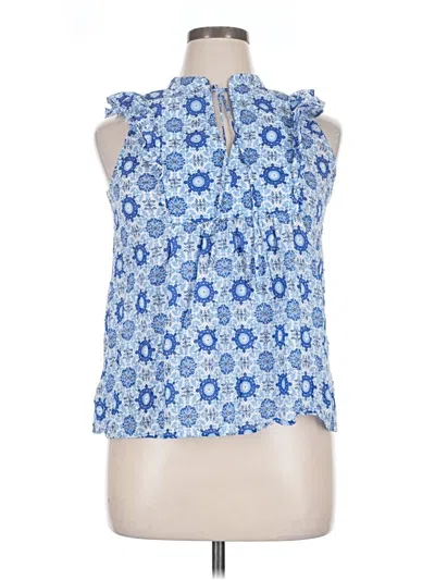 Pre-owned Ann Taylor Loft Sleeveless Blouse In Blue