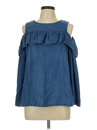 Pre-owned Ann Taylor Loft Sleeveless Blouse In Blue