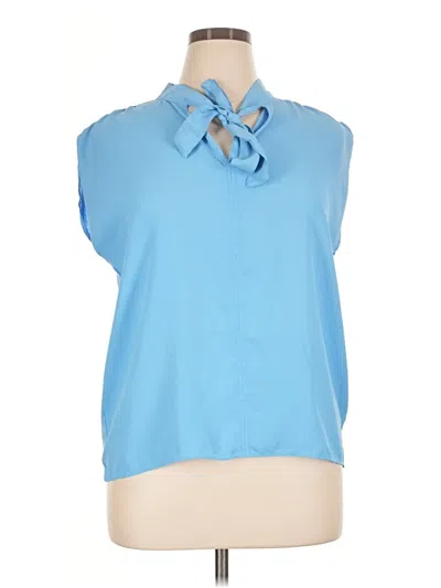 Pre-owned Ann Taylor Loft Sleeveless Blouse In Blue