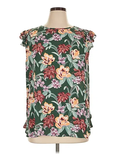 Pre-owned Ann Taylor Loft Sleeveless Blouse In Green