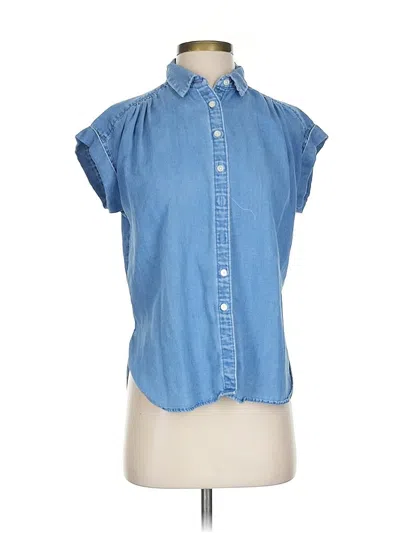 Pre-owned Ann Taylor Loft Sleeveless Button Down Shirt In Blue