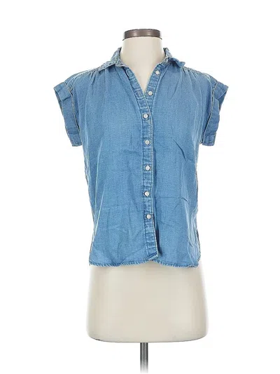 Pre-owned Ann Taylor Loft Sleeveless Button Down Shirt In Blue
