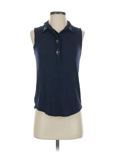 Pre-owned Ann Taylor Loft Sleeveless Button Down Shirt In Blue