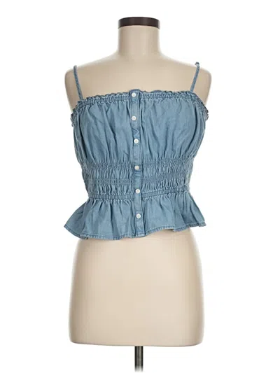 Ann Taylor Loft Sleeveless Button Down Shirt In Blue