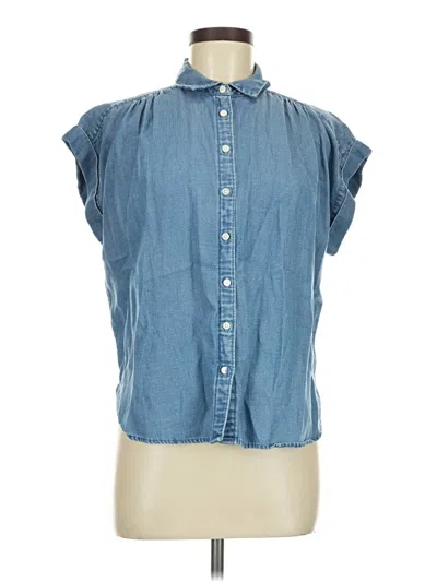 Pre-owned Ann Taylor Loft Sleeveless Button Down Shirt In Blue