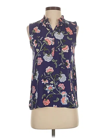 Pre-owned Ann Taylor Loft Sleeveless Button Down Shirt In Blue