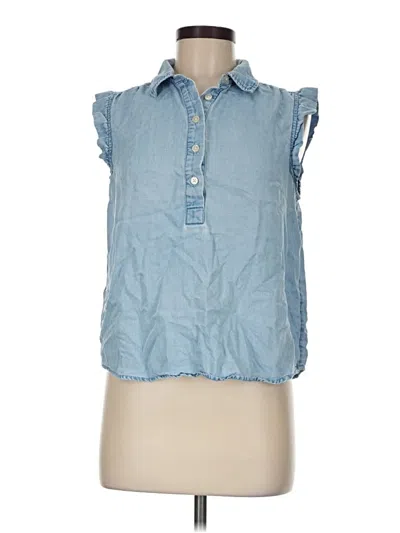Pre-owned Ann Taylor Loft Sleeveless Button Down Shirt In Blue