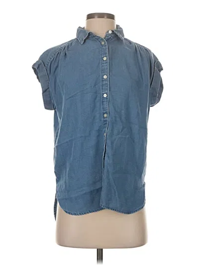Pre-owned Ann Taylor Loft Sleeveless Button Down Shirt In Blue