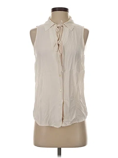Pre-owned Ann Taylor Loft Sleeveless Button Down Shirt In Ivory