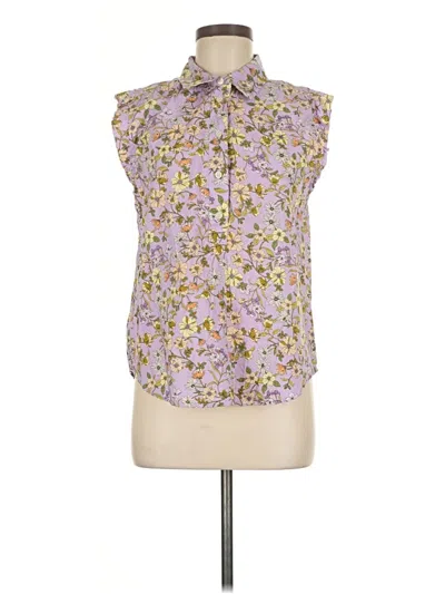 Pre-owned Ann Taylor Loft Sleeveless Button Down Shirt In Purple
