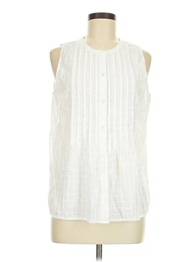 Pre-owned Ann Taylor Loft Sleeveless Button Down Shirt In White