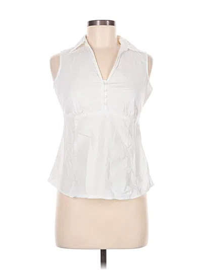 Pre-owned Ann Taylor Loft Sleeveless Button Down Shirt In White